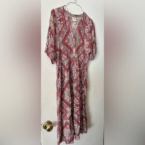 Knox Rose Burgundy Patterned Maxi Dress